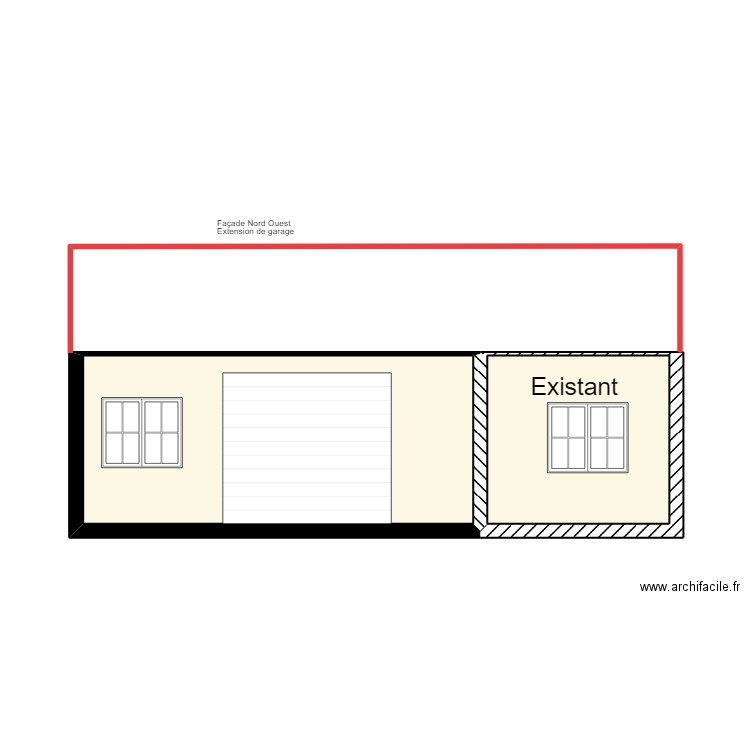 Façade nord Ouest extention de garage. Plan de 0 pièce et 0 m2