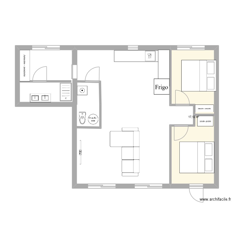 maison. Plan de 6 pièces et 65 m2