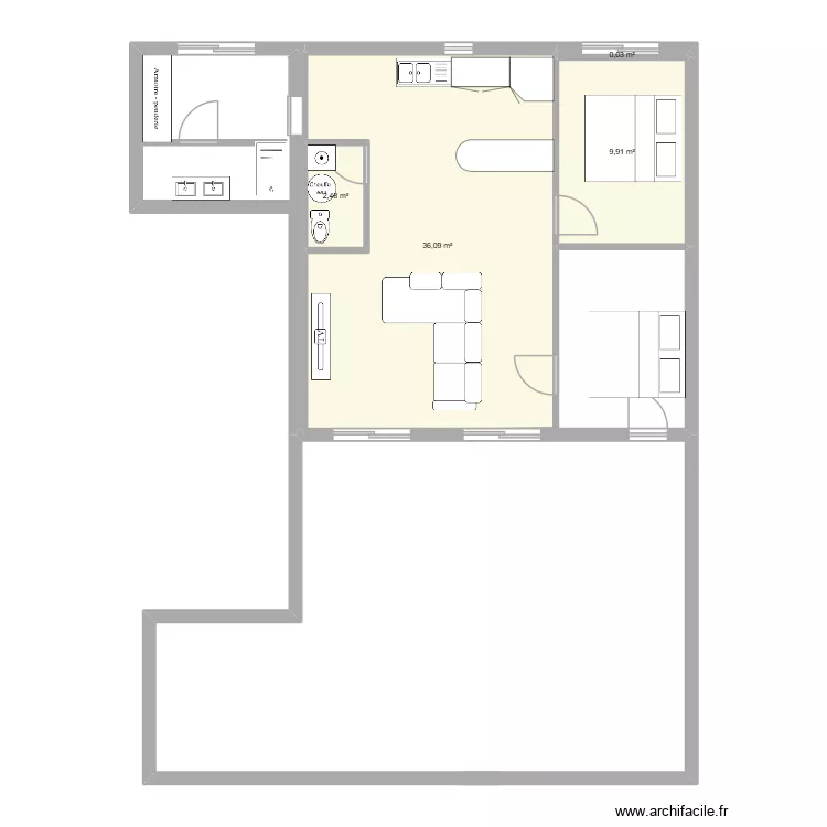 maison. Plan de 4 pièces et 49 m²