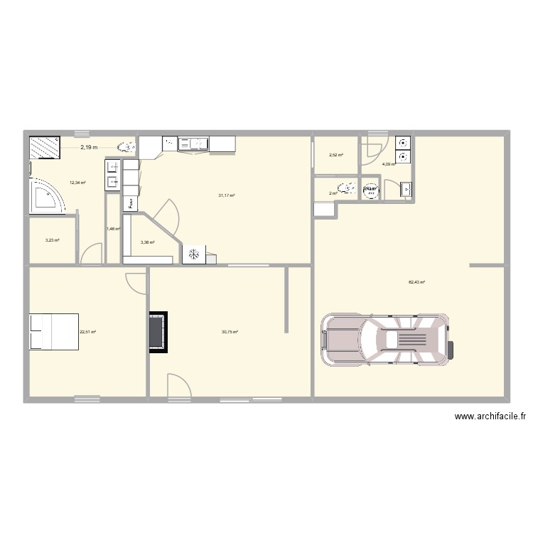 nouveau plan. Plan de 11 pièces et 177 m2