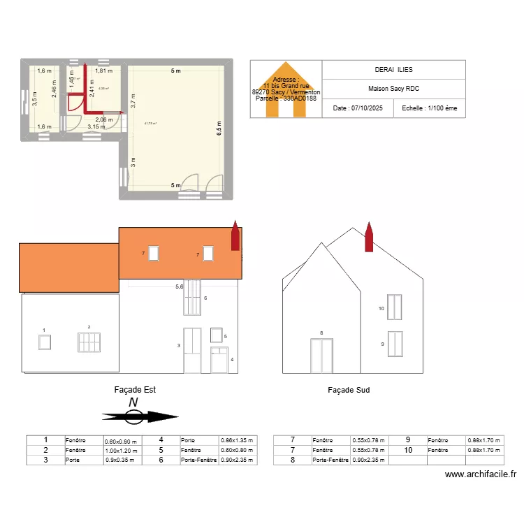 Maison_Sacy_RDC. Plan de 