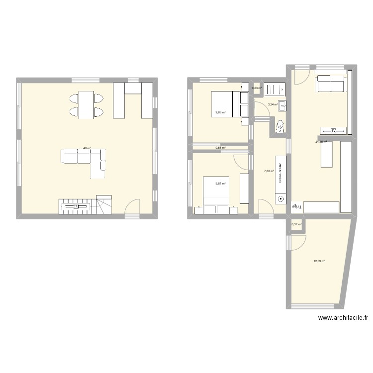 Travaux . Plan de 0 pièce et 0 m2