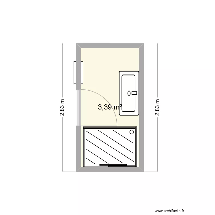 SDB Burry. Plan de 1  et 3 m²