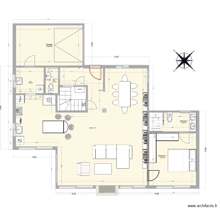 FRIDA APRES TRAVAUX. Plan de 13 pièces et 149 m2