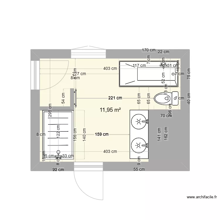 Salle de bain. Plan de 