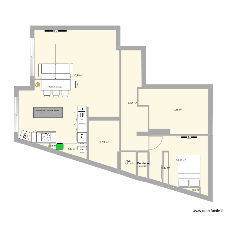 Plan de l appart av dressing ds chbre du fd (new). Plan de 0 pièce et 0 m2