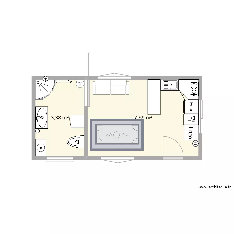 tiny housse. Plan de 2 pièces et 11 m²