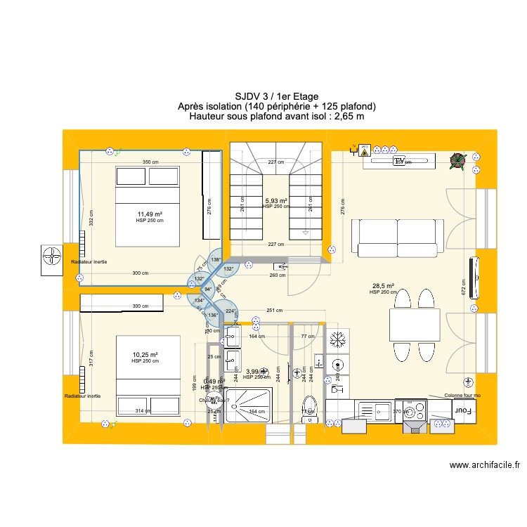 SJDV3 1 etage V2 (avec sdb). Plan de 7 pièces et 63 m2