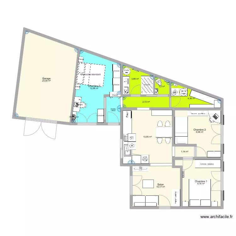 Maison Thomas - projet extension (phase 1 & 2). Plan de 