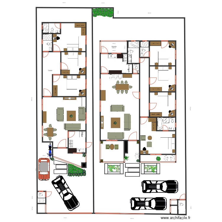 Plan kombe aménagement . Plan de 51 pièces et 800 m2