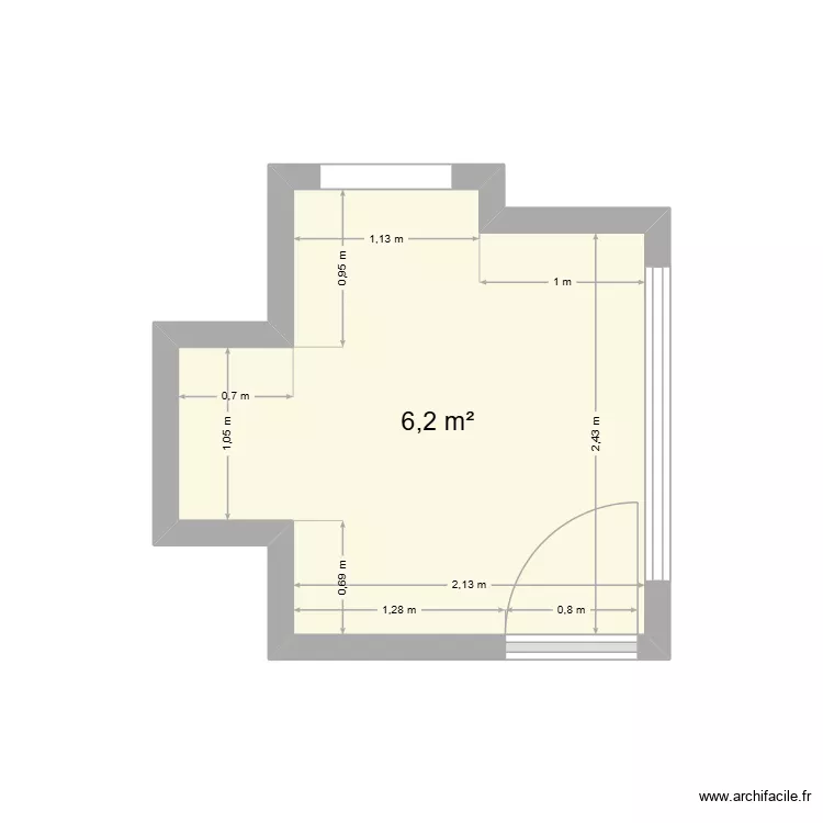 Cuisine Garrel. Plan de 1  et 6 m²