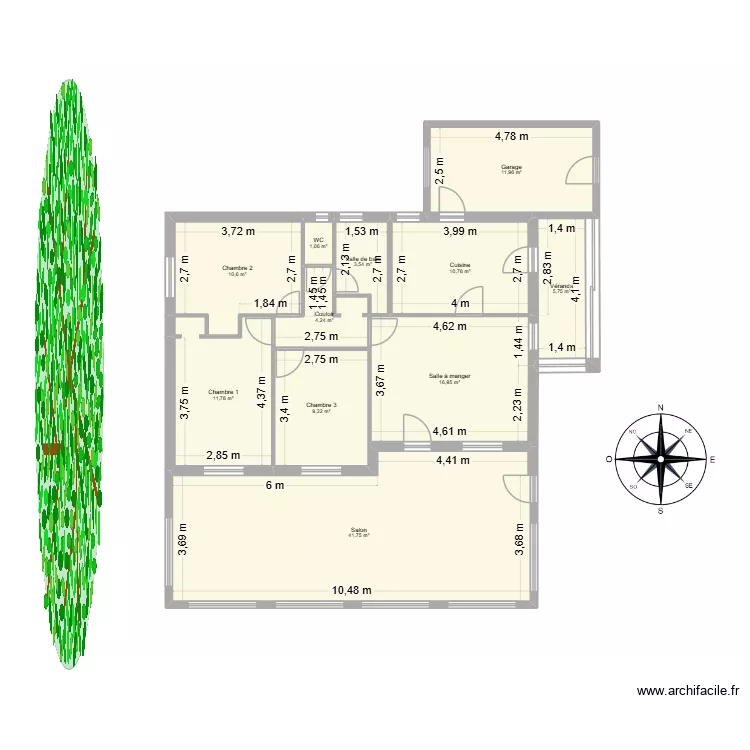 PROJET FIL ROUGE. Plan de 11  et 128 m²