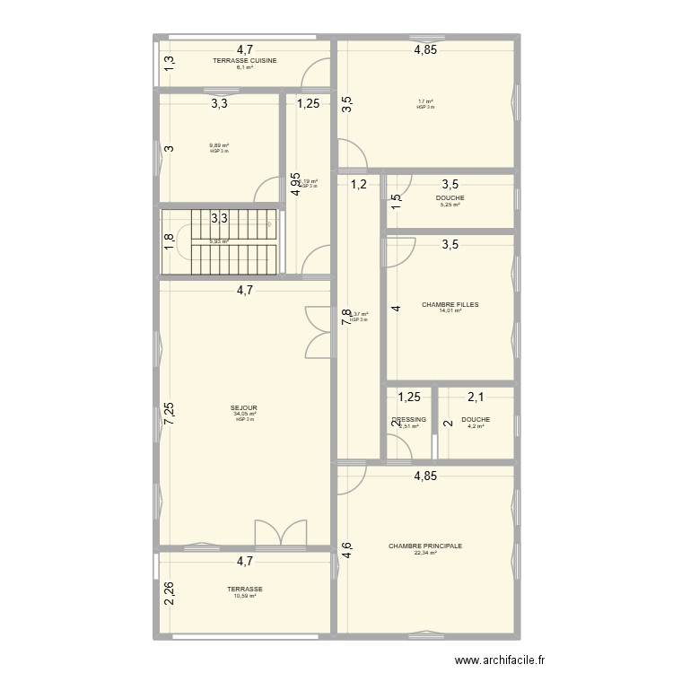 NIAMEY 2000 V1. Plan de 13 pièces et 148 m2