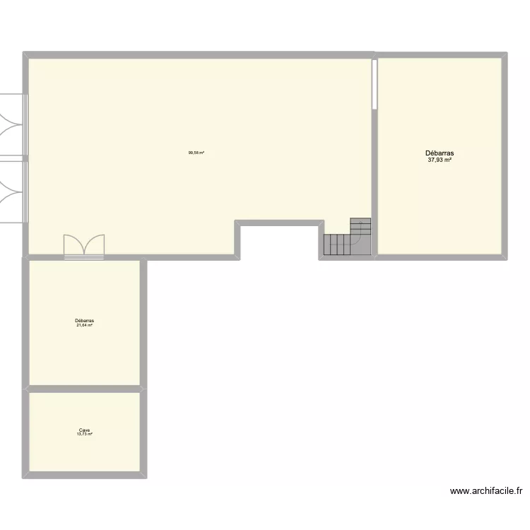 GARAGE avant Ludoth&egrave;que. Plan de 4 Pièces et 173 m²