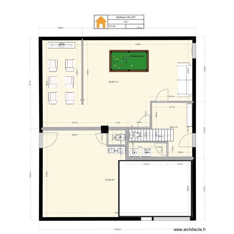 barOC Rdc 3. Plan de 5 pièces et 114 m2