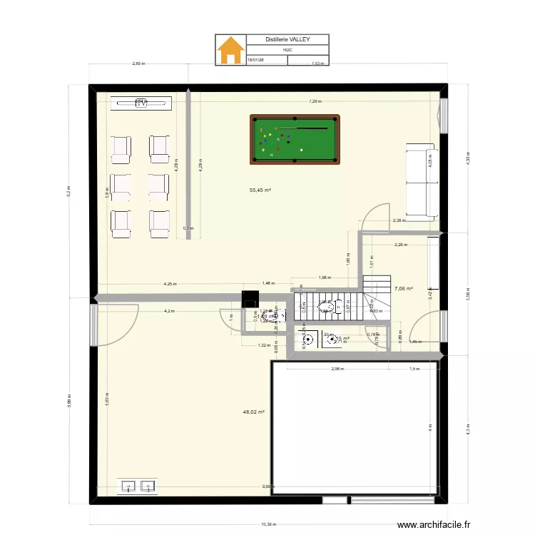 barOC Rdc 3. Plan de 5  et 114 m²