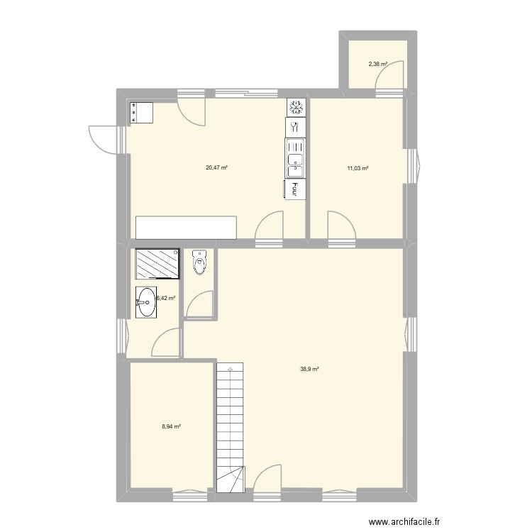 Bonnete_001. Plan de 6 pièces et 88 m2