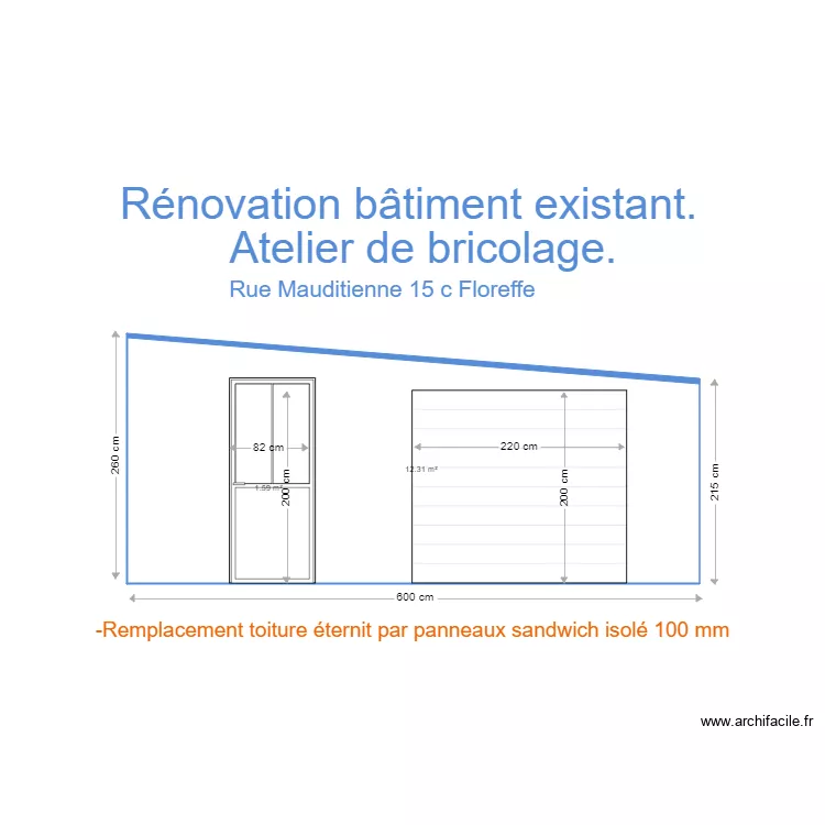 GARAGE ATELIER. Plan de 2  et 14 m²