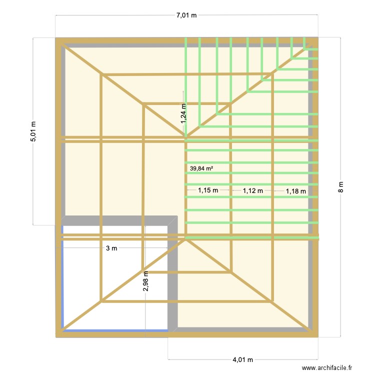 SYLVAIN. Plan de 1 pièce et 40 m2