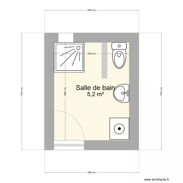 salle eau. Plan de 
