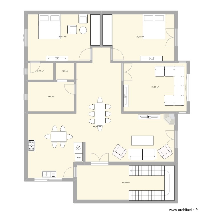 Halim. Plan de 8 pièces et 164 m2