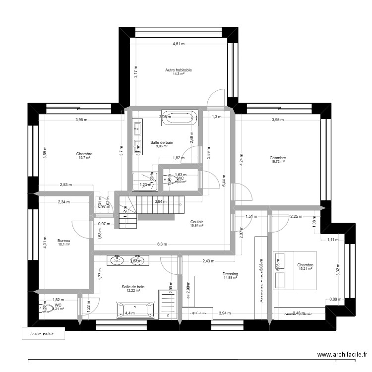 EtageOrn 2. Plan de 11 pièces et 132 m2
