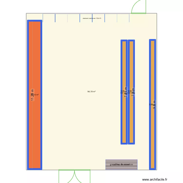 ANS Grand Hall. Plan de 5  et 138 m²