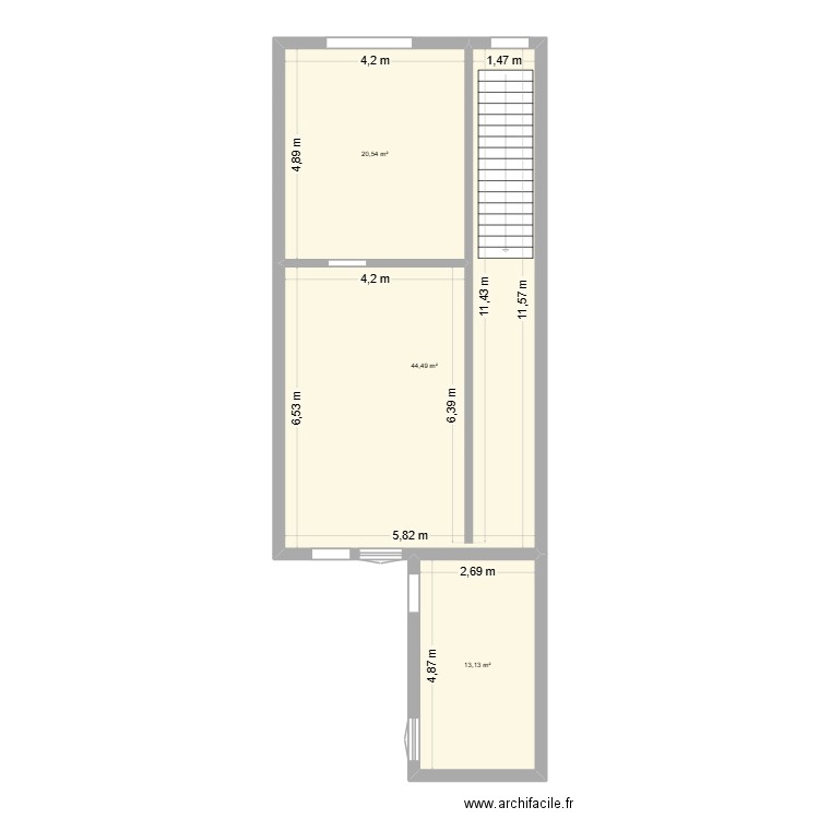maison lasalle poste. Plan de 3 pièces et 78 m2