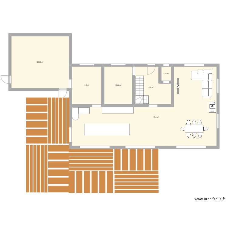 grandsart1. Plan de 6 pièces et 141 m2