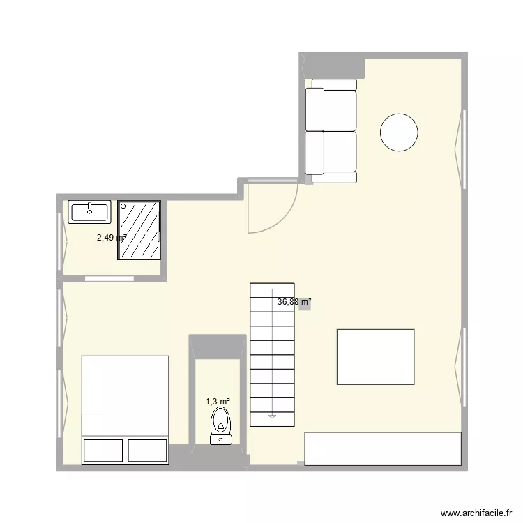 76 St Nicolas - RDC. Plan de 3 pièces et 43 m² 76 St Nicolas - RDC. Plan de 3 pièces et 43 m²