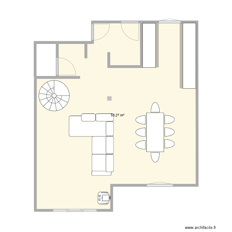 prevert. Plan de 1 pièce et 53 m2