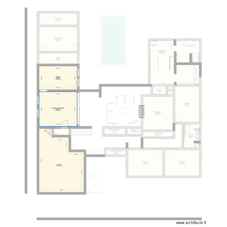 plan 5. Plan de 20 pièces et 238 m2