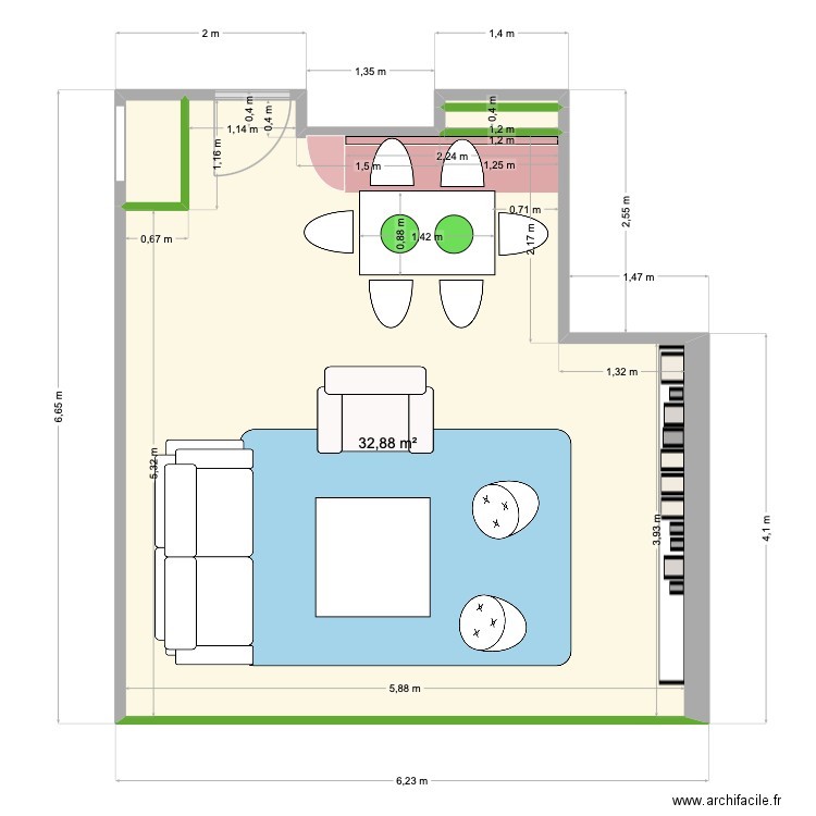 escudier  salle à manger - 1. Plan de 4 pièces et 34 m2