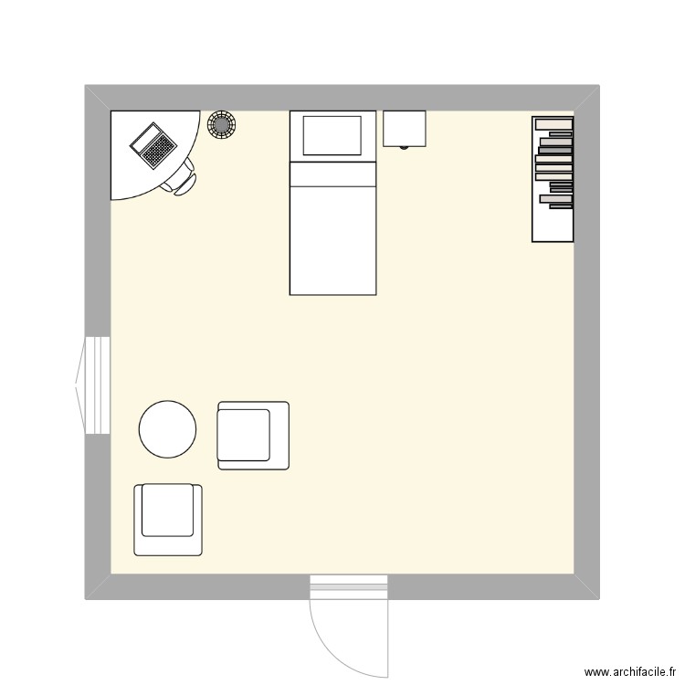 Chambre. Plan de 1 pièce et 23 m2