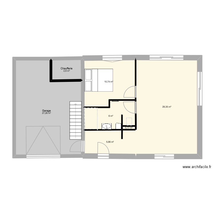 CARREZ. Plan de 7 pièces et 81 m2