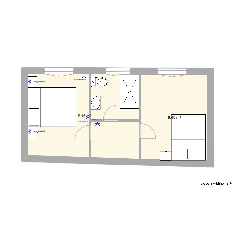 Maison perso 1.. Plan de 4 pièces et 75 m2