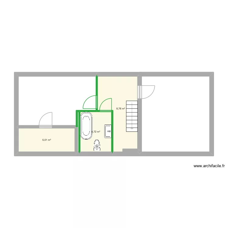 sdb1. Plan de 3  et 18 m²