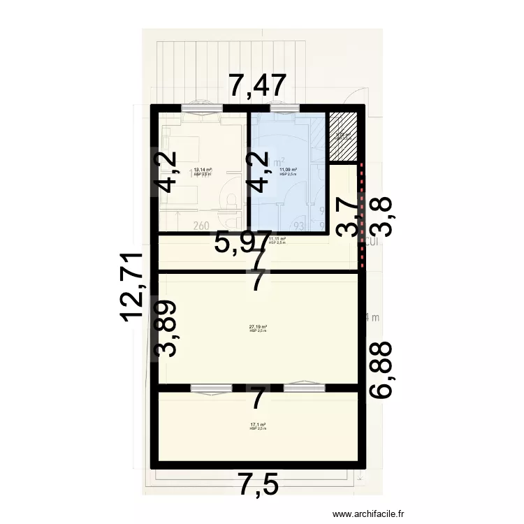 sevres. Plan de 7  et 89 m²