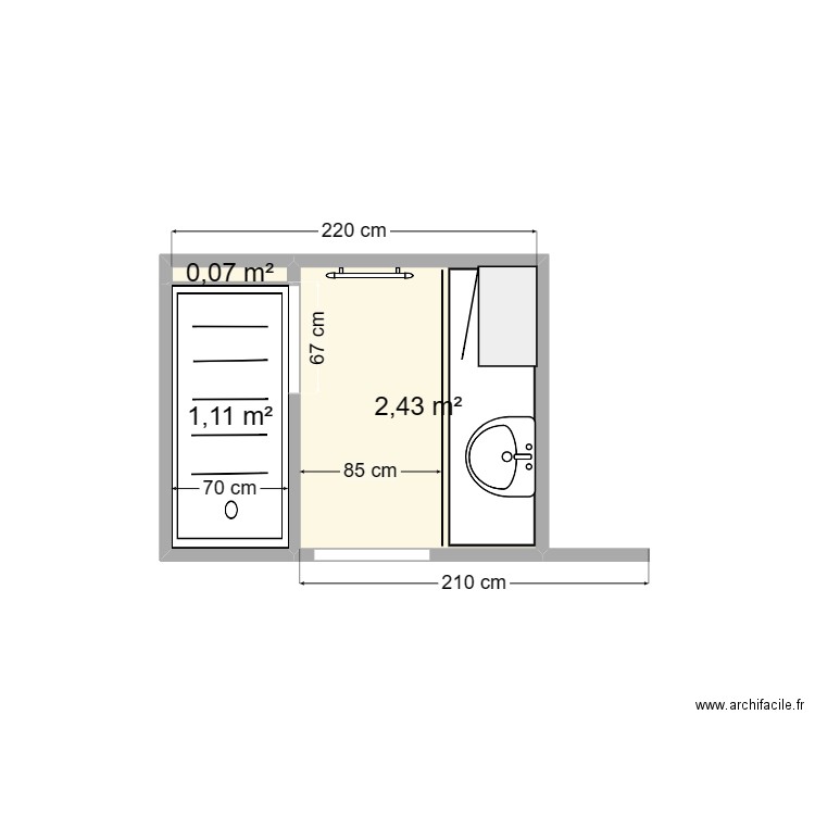 sdb sainte foy. Plan de 3 pièces et 4 m2