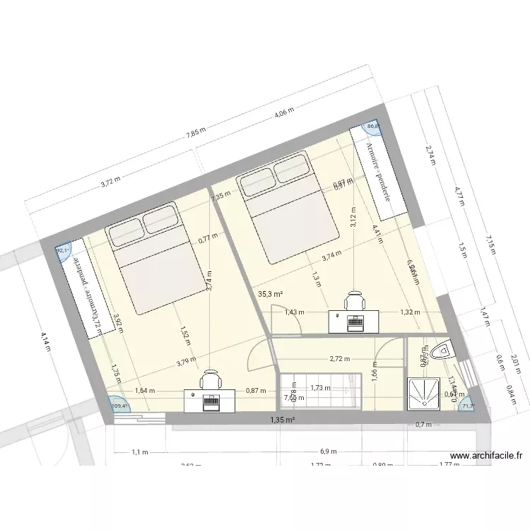 PLAN MAISON sans extension 2. Plan de 2 Pièces et 39 m² PLAN MAISON sans extension 2. Plan de 2 Pièces et 39 m²
