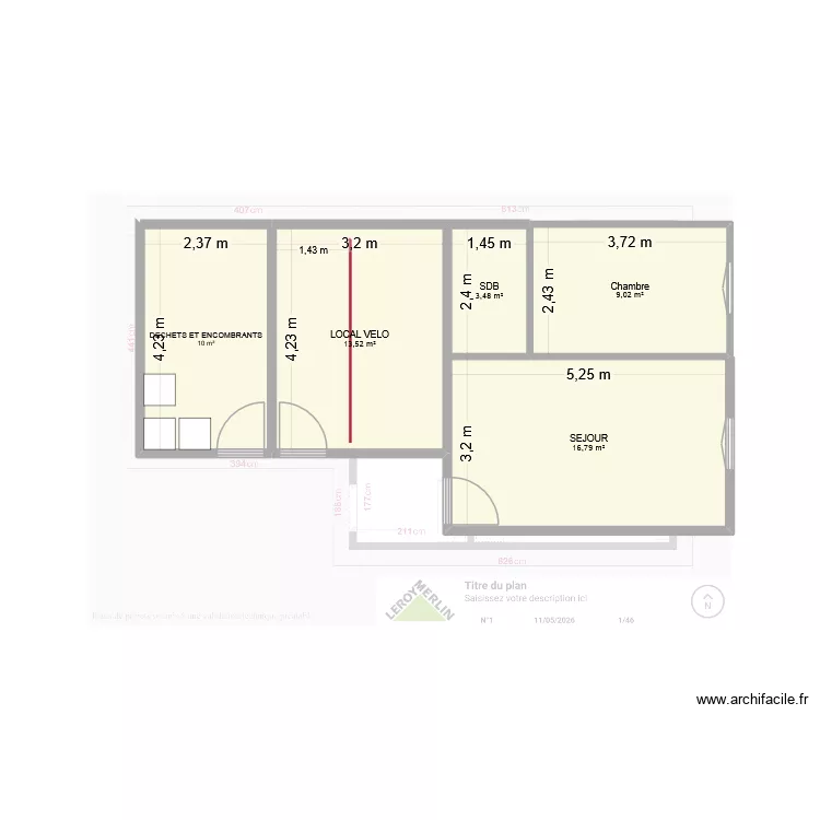 AMENAGEMENT MELUN. Plan de 5  et 53 m²