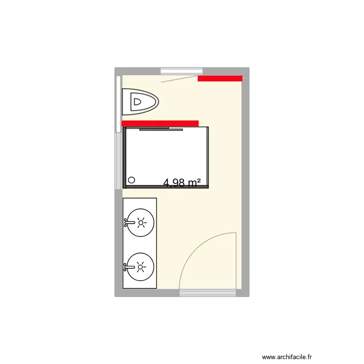 salle de Bain 2. Plan de 1  et 5 m²