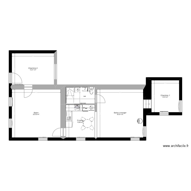 25_10_29 - Chamarande - Projet. Plan de 5 pièces et 73 m2
