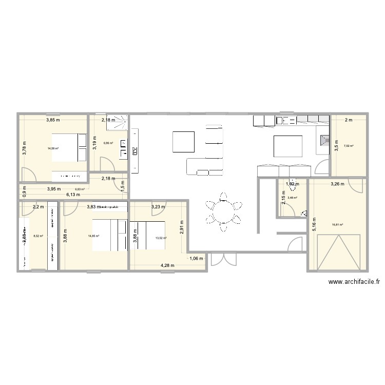 Maison 2. Plan de 9 pièces et 93 m2