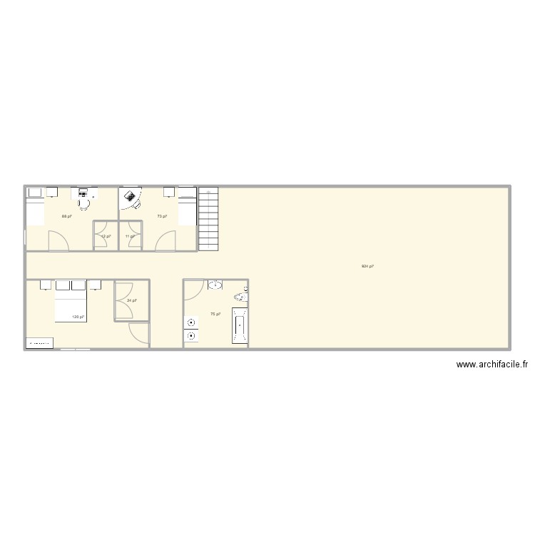 Projet d'architecture. Plan de 8 pièces et 123 m2