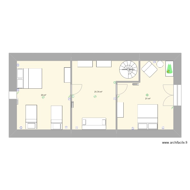 HAUT GRANGE. Plan de 3 pièces et 66 m2