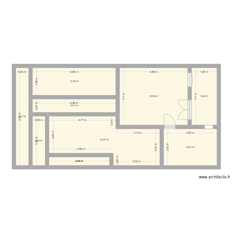 entraînement 2. Plan de 9 pièces et 89 m2