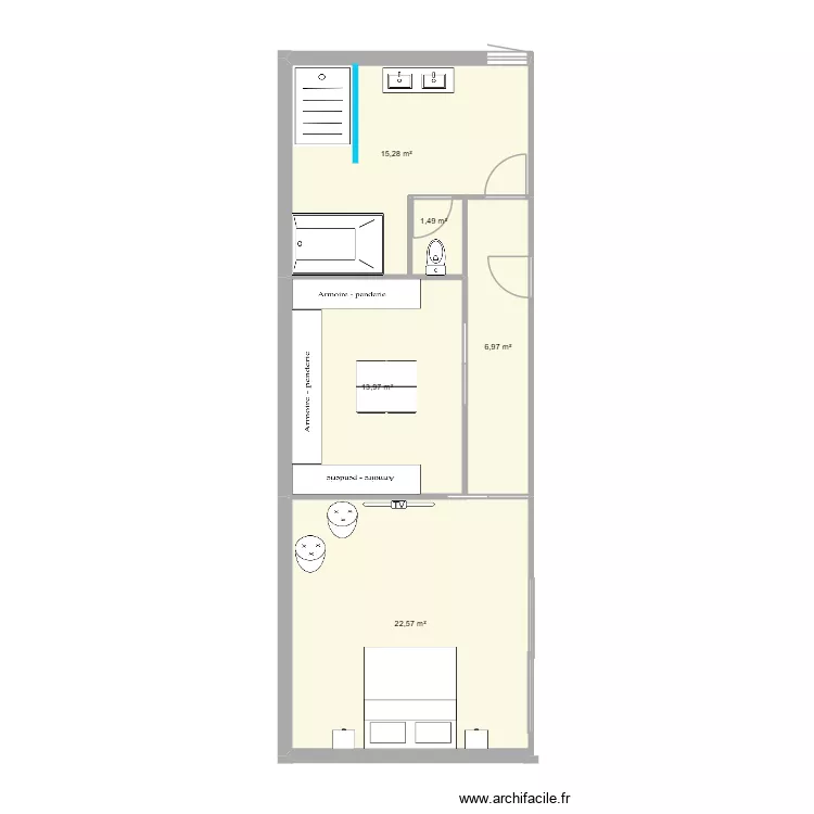 PLAN EXTENSION CHAMBRE SDB DRESSING. Plan de 5 et 60 m² PLAN EXTENSION CHAMBRE SDB DRESSING. Plan de 5 et 60 m²