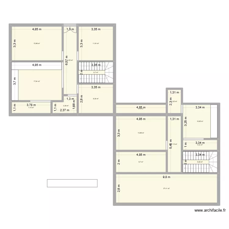 Etage1. Plan de 17  et 165 m²