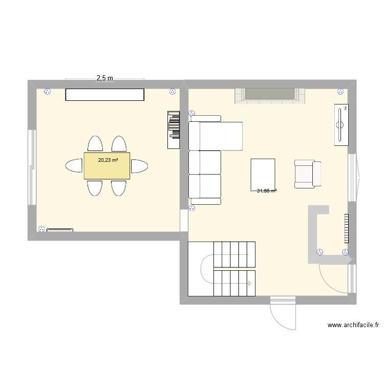 penhars konk. Plan de 2 pièces et 52 m2